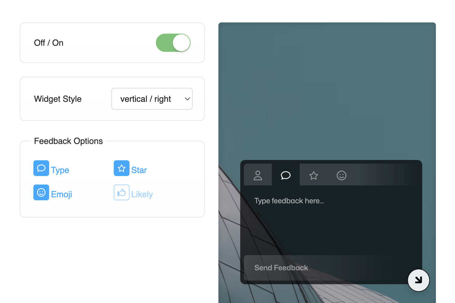 Feedback Widget preview